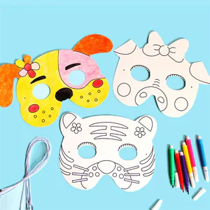8-Piece DIY Animal Mask Coloring Kit – White Paper Masks with Pens for Kids Art & Crafts