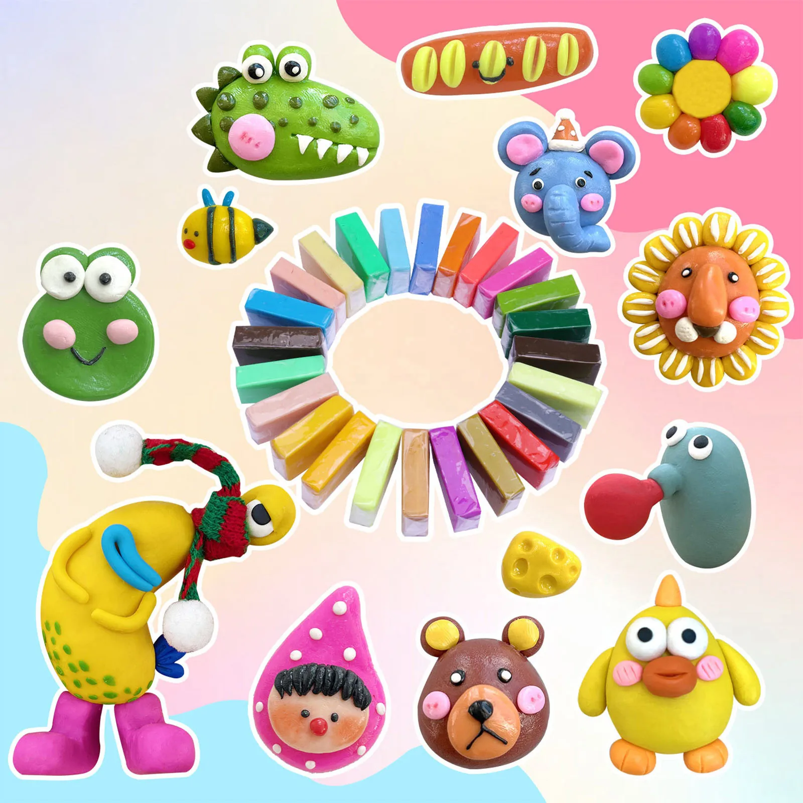 DIY Oven Bake Polymer Clay Kit – Colorful Blocks with Tools for Jewelry & Crafts - Image 5