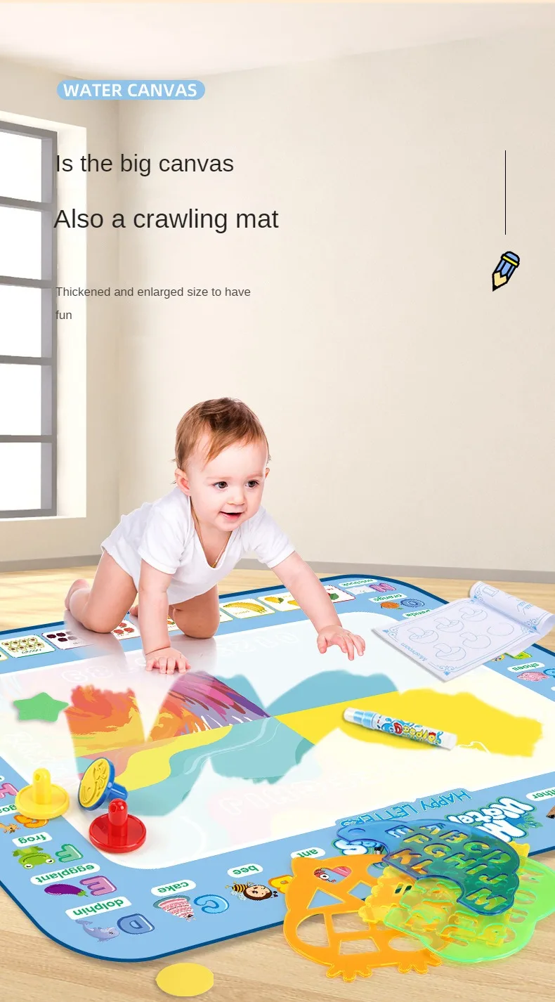Magic Water Drawing Mat – Large Reusable Doodle Board with Pens (Mess-Free Educational Toy) - Image 15