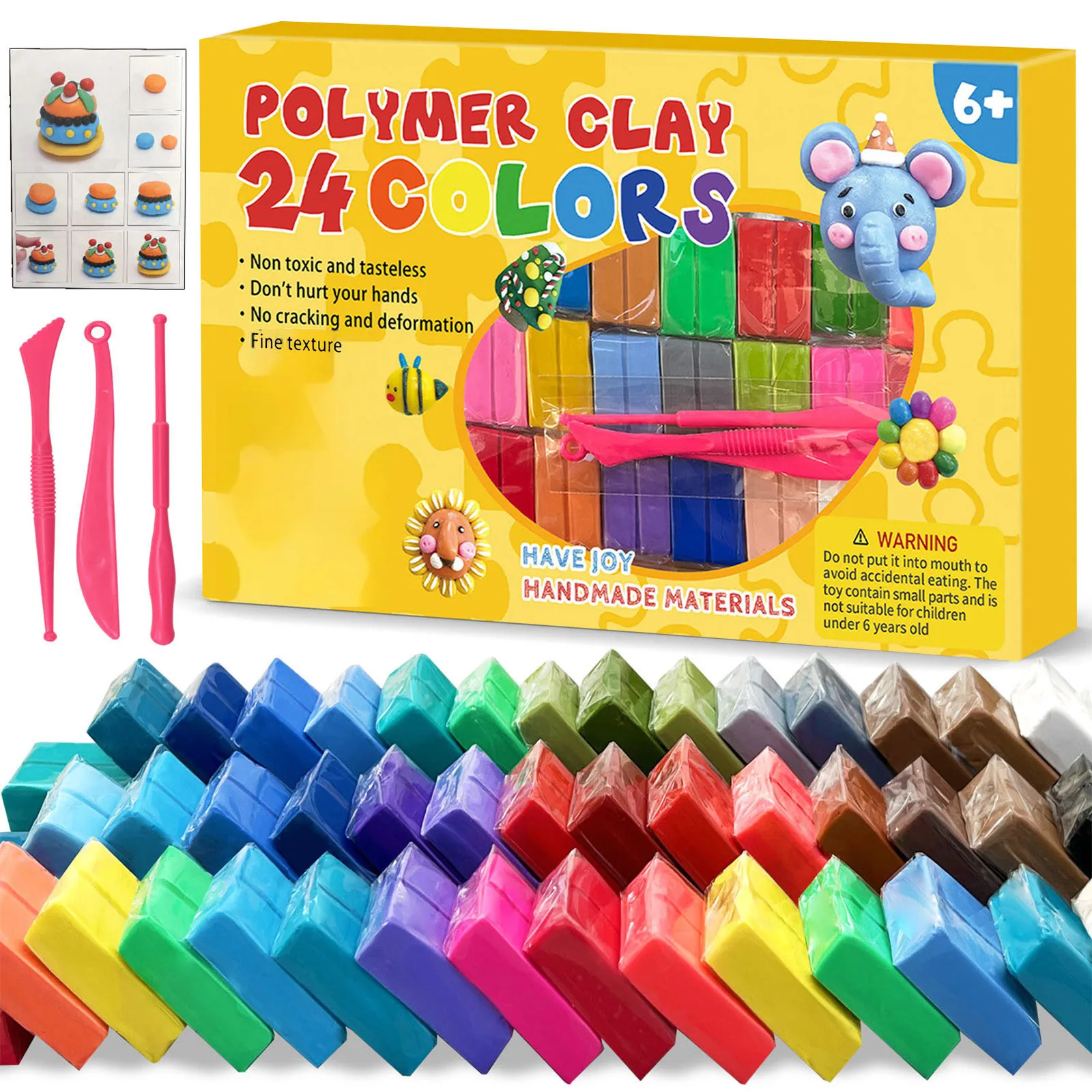 DIY Oven Bake Polymer Clay Kit – Colorful Blocks with Tools for Jewelry & Crafts - Image 8