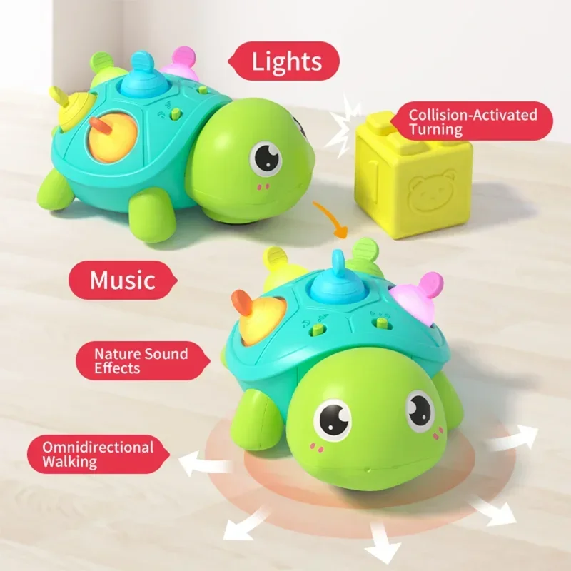 Interactive Crawling Turtle Toy – Musical Moving Animal for Infant Development (6-12 Months) - Image 5