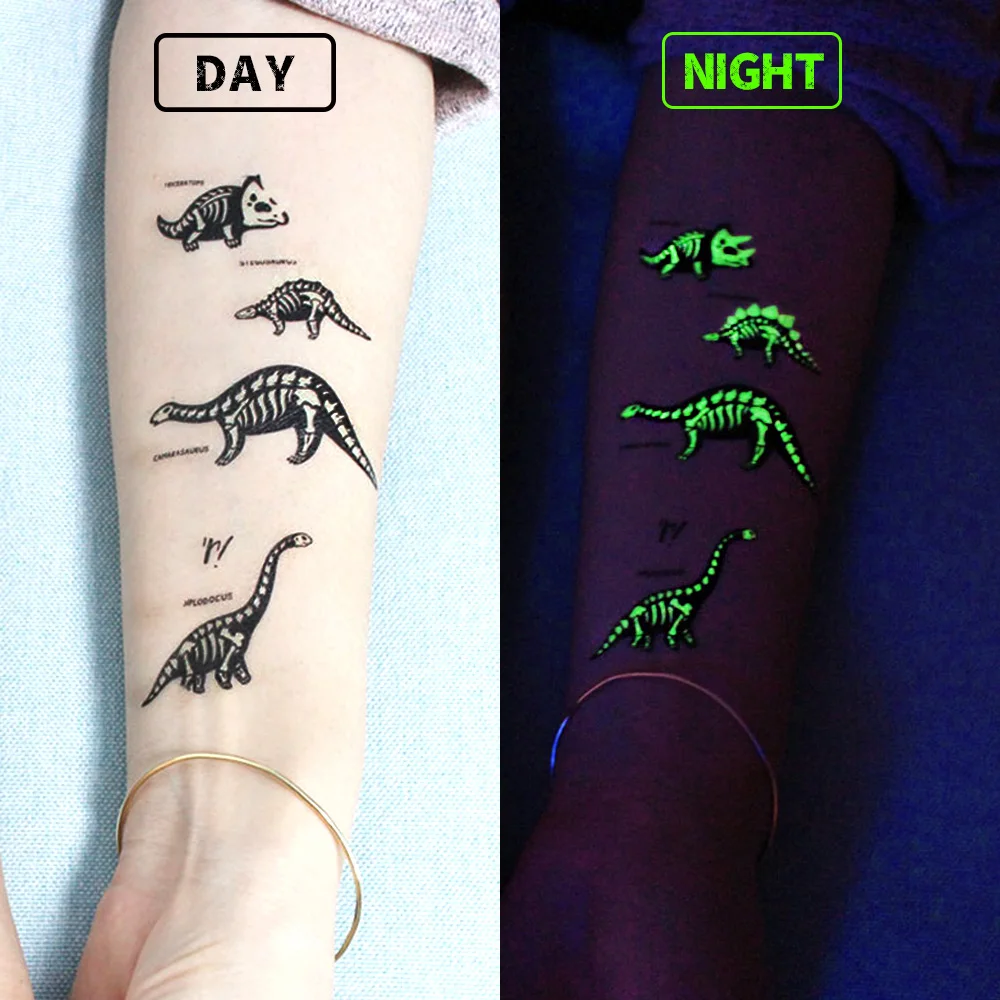 10 Sheets Glow in The Dark Dinosaur Temporary Tattoos – Party Favors & Kids Gifts - Image 10