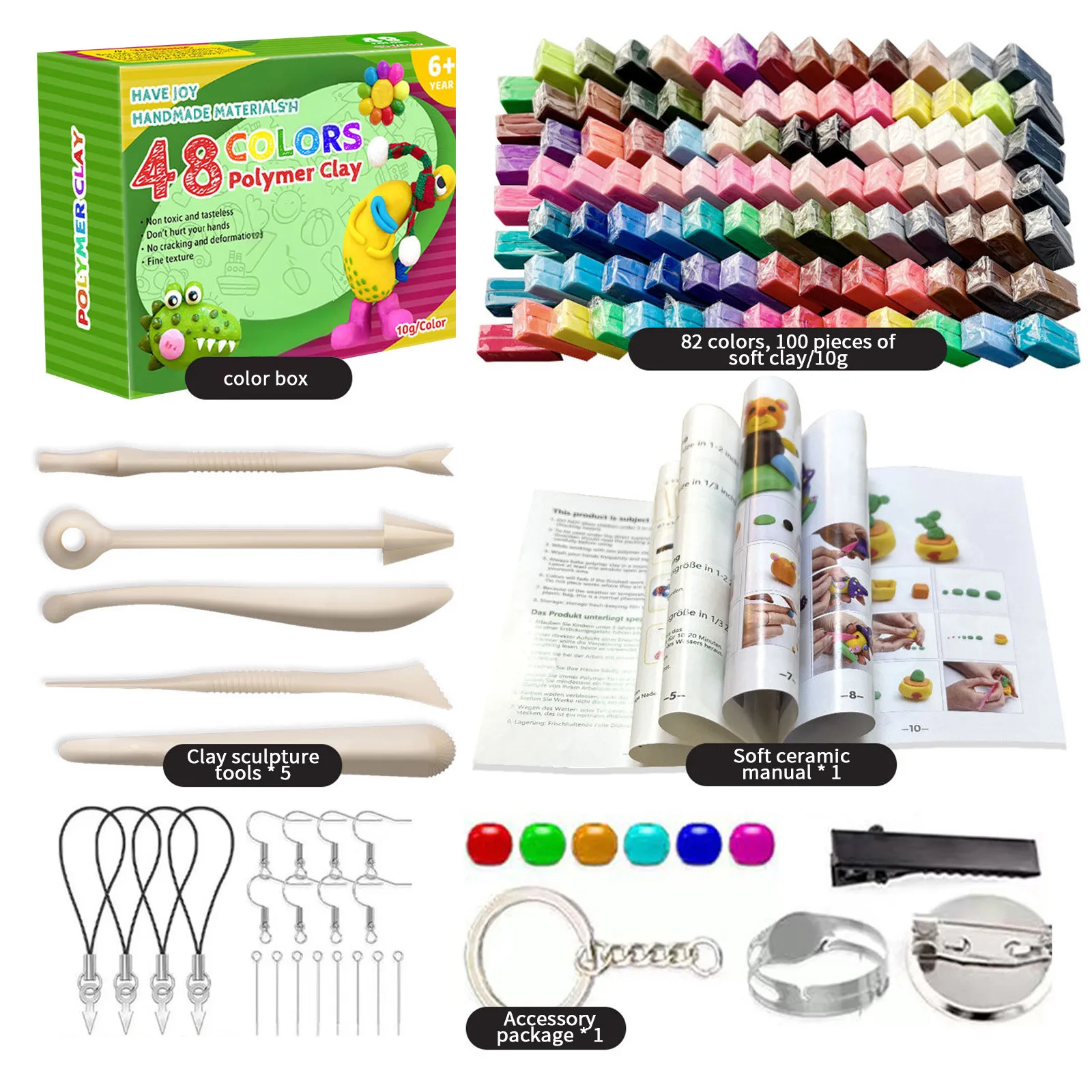 DIY Oven Bake Polymer Clay Kit – Colorful Blocks with Tools for Jewelry & Crafts - Image 6