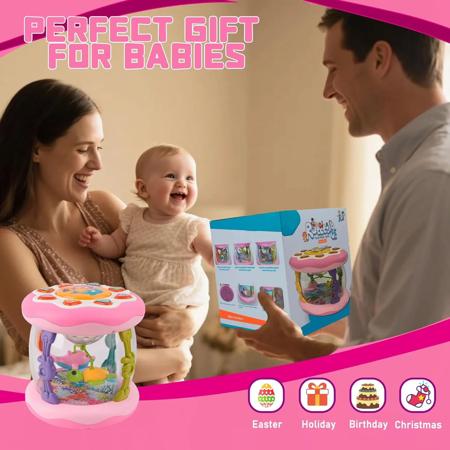 360° Light-Up Musical Roller Toy – Interactive Crawling & Walking Aid for Babies - Image 5