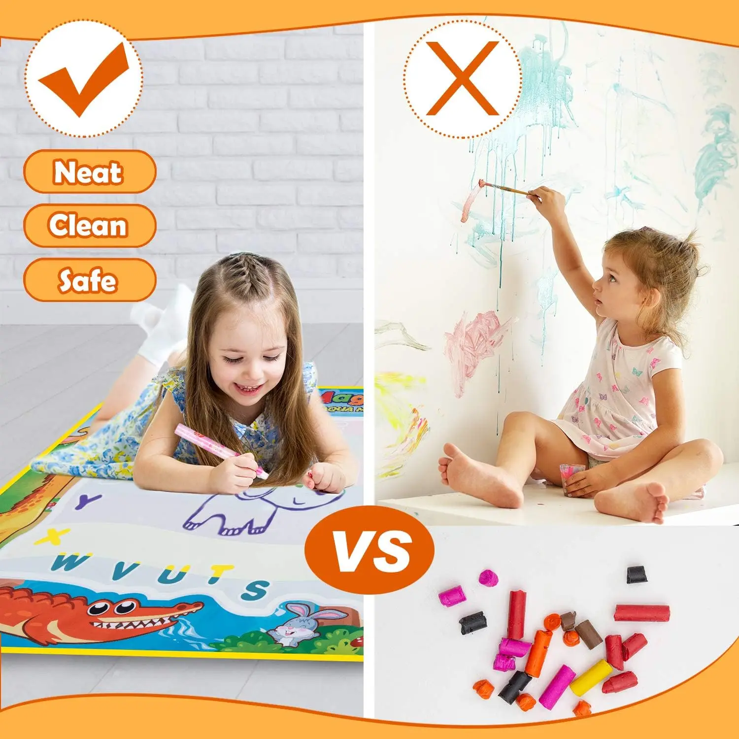 Magic Water Drawing Mat – Large Reusable Doodle Board with Pens (Mess-Free Educational Toy) - Image 5