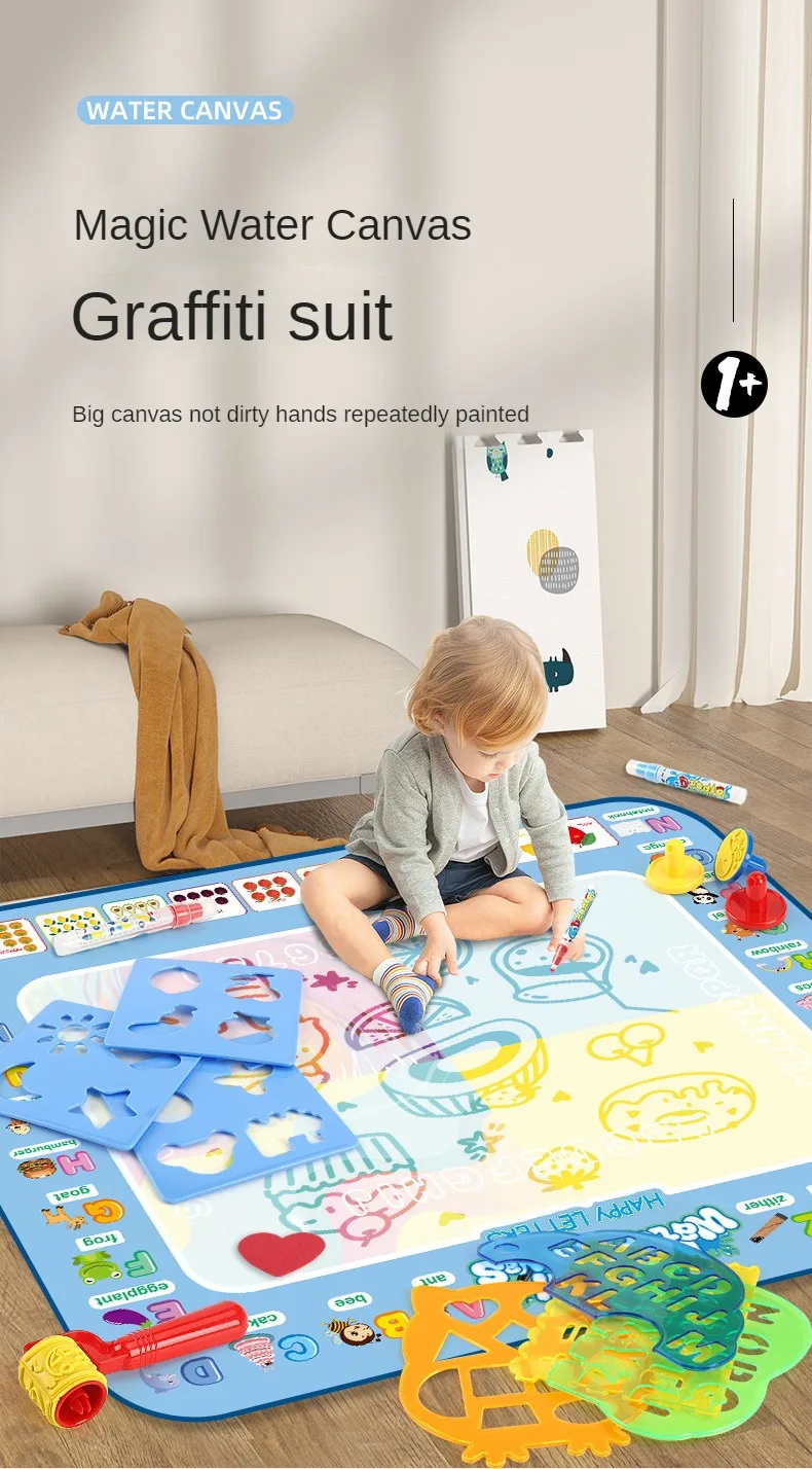 Magic Water Drawing Mat – Large Reusable Doodle Board with Pens (Mess-Free Educational Toy) - Image 9