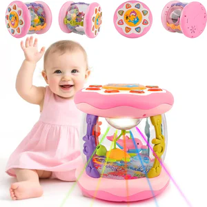 360° Light-Up Musical Roller Toy – Interactive Crawling & Walking Aid for Babies