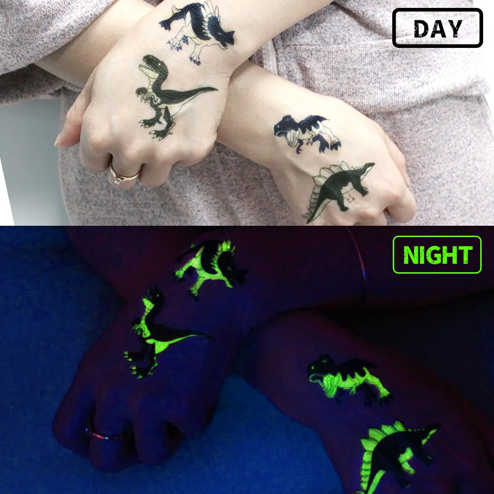 10 Sheets Glow in The Dark Dinosaur Temporary Tattoos – Party Favors & Kids Gifts - Image 5
