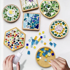 DIY Mosaic Bamboo Coaster Kit – Creative Art & Craft Set for Kids & Family Bonding