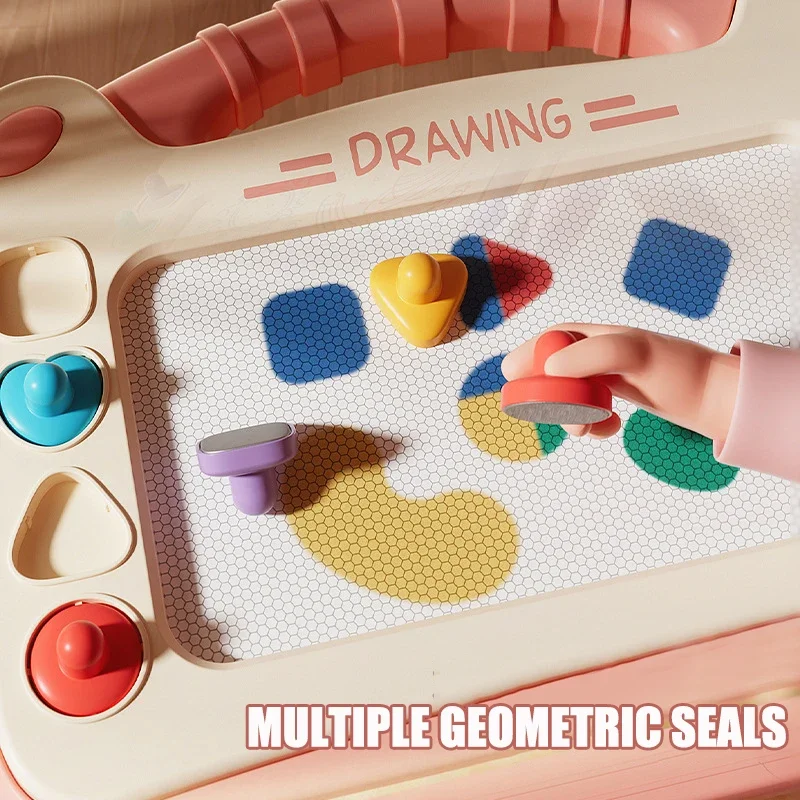 Magnetic Drawing Board for Kids – Colorful Doodle Sketch Pad with Stamps (Montessori Toy) - Image 4