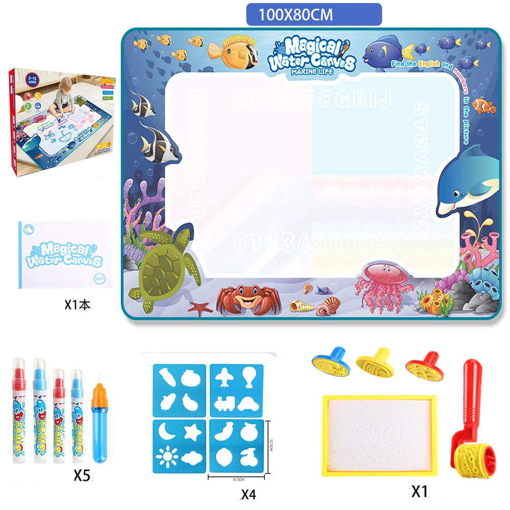 Magic Water Drawing Mat – Large Reusable Doodle Board with Pens (Mess-Free Educational Toy) - Image 6