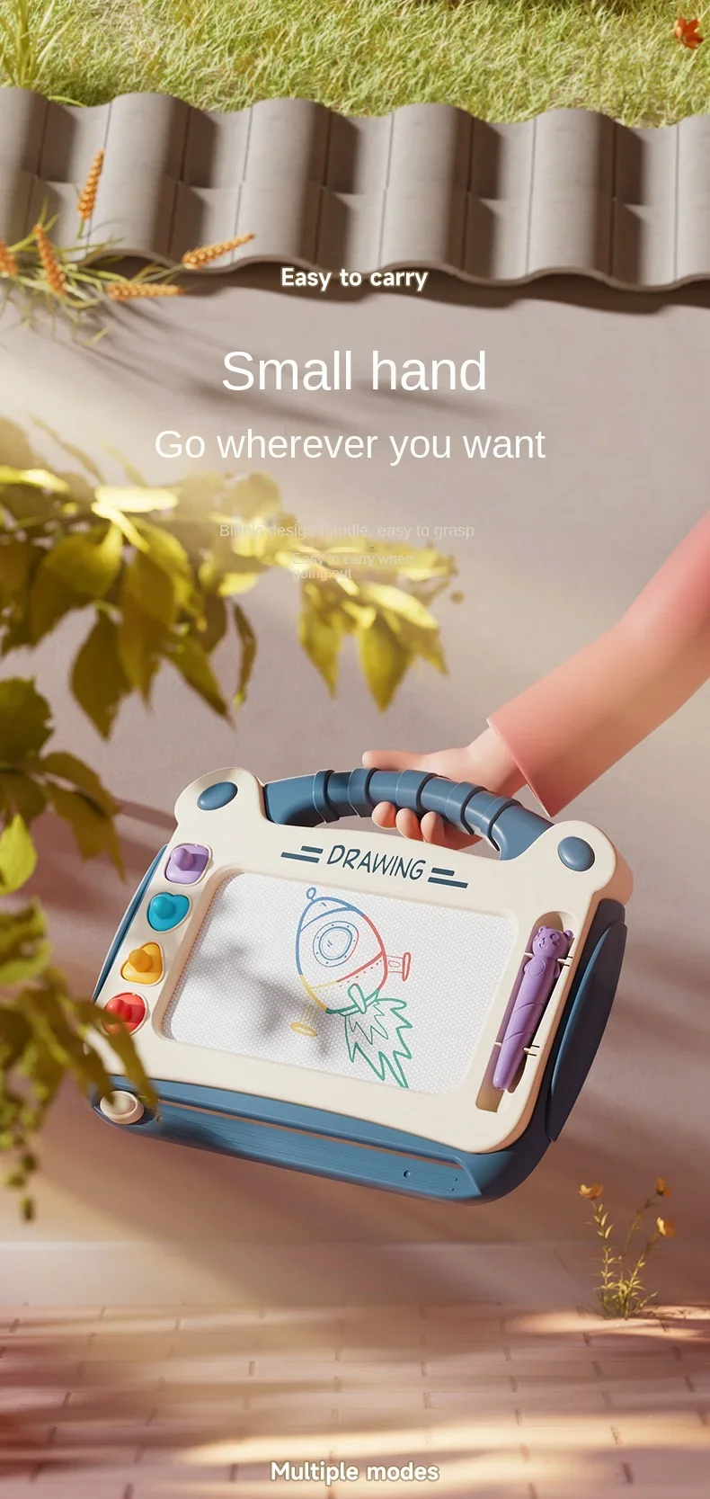 Magnetic Drawing Board for Kids – Colorful Doodle Sketch Pad with Stamps (Montessori Toy) - Image 12