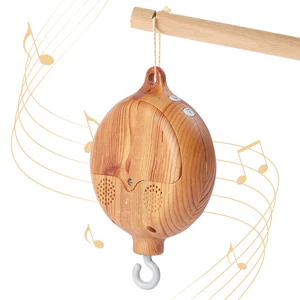 Wooden Style Crib Mobile Music Box – Soothing Rotating Musical Toy for Newborns