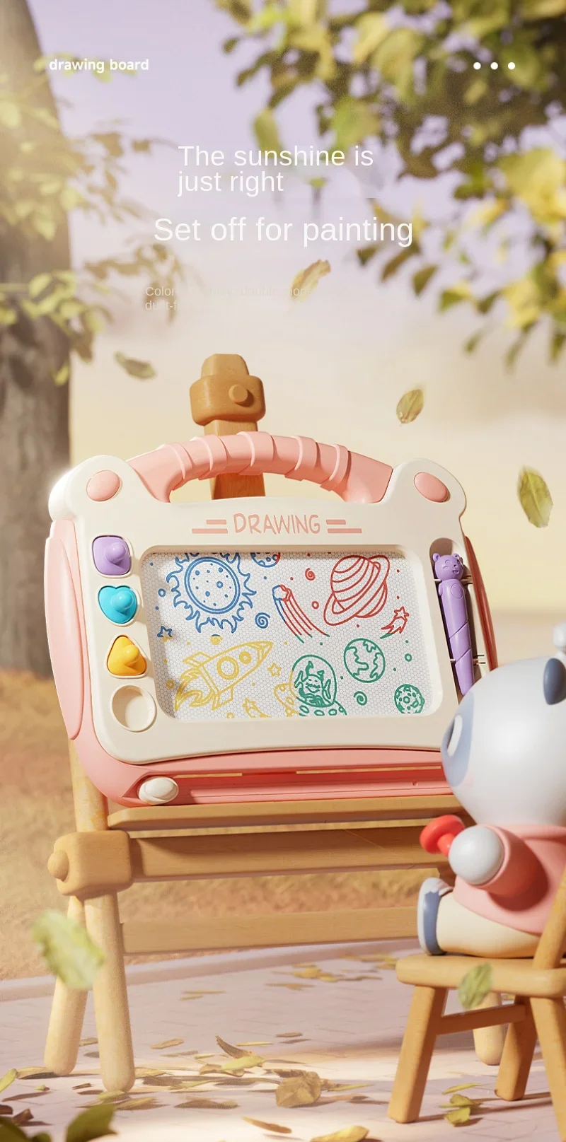 Magnetic Drawing Board for Kids – Colorful Doodle Sketch Pad with Stamps (Montessori Toy) - Image 10