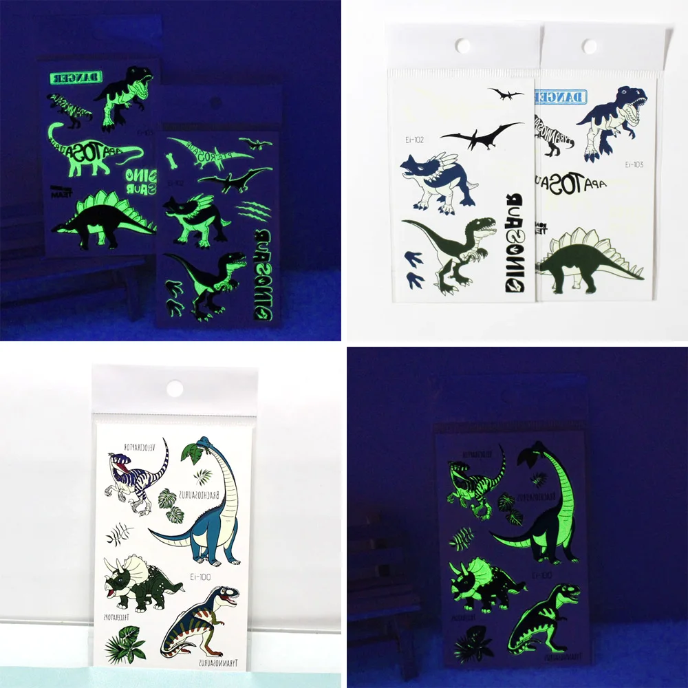 10 Sheets Glow in The Dark Dinosaur Temporary Tattoos – Party Favors & Kids Gifts - Image 6