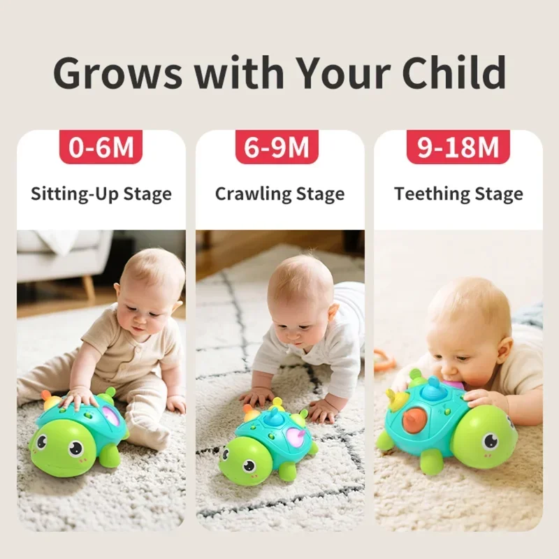 Interactive Crawling Turtle Toy – Musical Moving Animal for Infant Development (6-12 Months) - Image 3