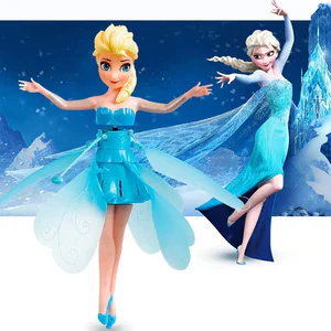 Frozen Princess Elsa Fairy Magical Flyin Suspended aircraft Control Flyin Dolls Inductive Toys for Girls Birthday Gifts