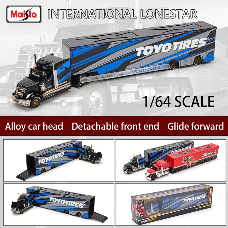 Maisto 1:64 1993 454 INTERNATIONAL LONESTAR Transport Casting Manufacturing Trailer Model Simulation Model Alloy Car Collection - Image 14