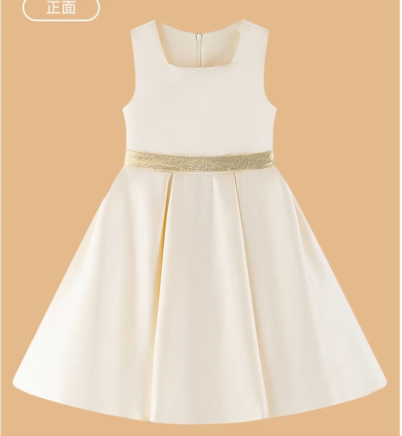Girl Luxury Beige Dress Children Parties Stage Performances Party Wedding Celebration Costume Size 110-170