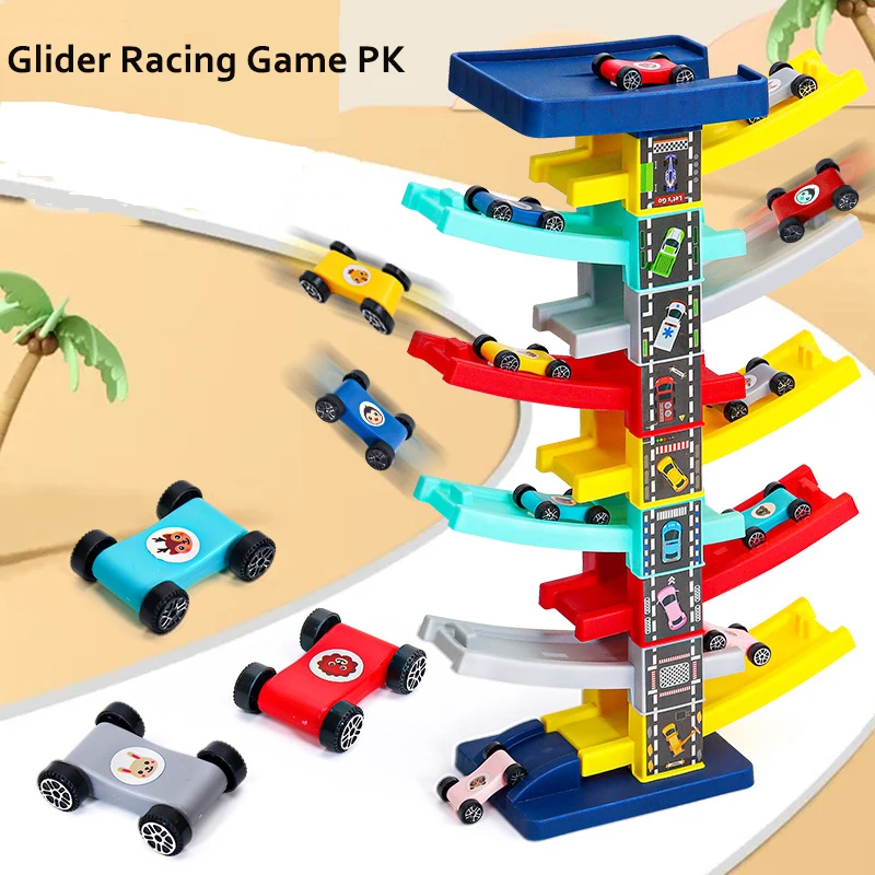 Children's Gliding Track Car Mini Car Inertia Toy Multi Layer Cartoon Puzzle Slide Car Roller Coaster Racing Toys Boy Girl Gifts - Image 12