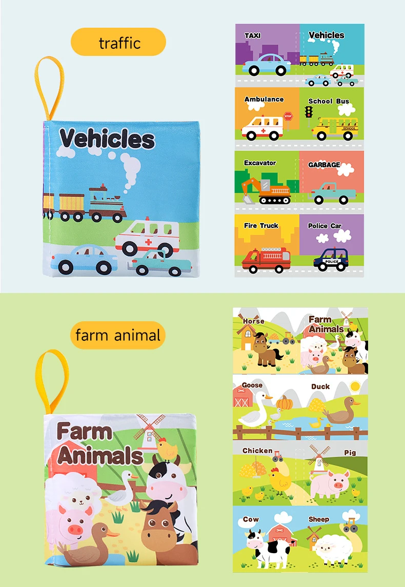 Baby Soft Cloth Book Enlightenment Early Educational Toys Newborns 0-12 Months Cloth Books Cognitive Animal Numbers Sensory Toys - Image 24