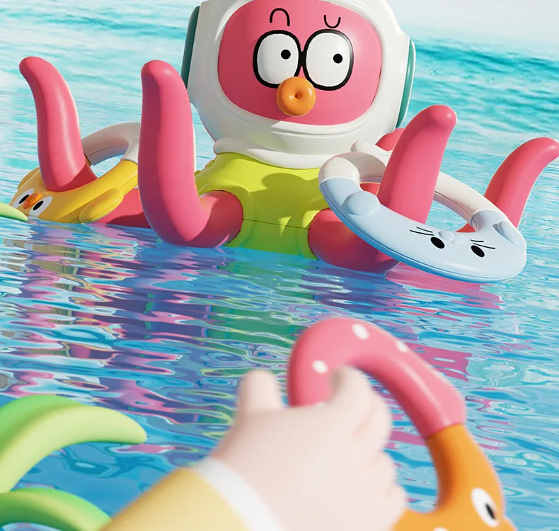 Octopus ring water play toy, baby bath floating throw ring octopus water play toy, bathroom concentration and intelligence toy - Image 13