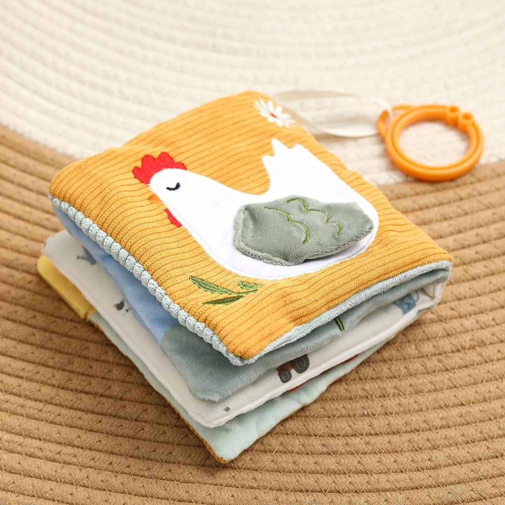 3D Plush Baby Cloth Book With Teether Ring Montessori Sensory Crinkle Book For Newborns 0 36 Months Washable Baby Sensory Toys - Image 11