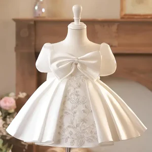 Baby Spanish Lolita Princess Ball Gown Bow Bead Puff Sleeve Design Birthday Baptism Party Easter Eid Dresses For Girls A2685
