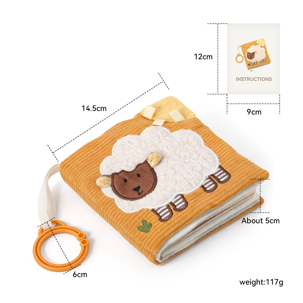 3D Plush Baby Cloth Book With Teether Ring Montessori Sensory Crinkle Book For Newborns 0 36 Months Washable Baby Sensory Toys - Image 10