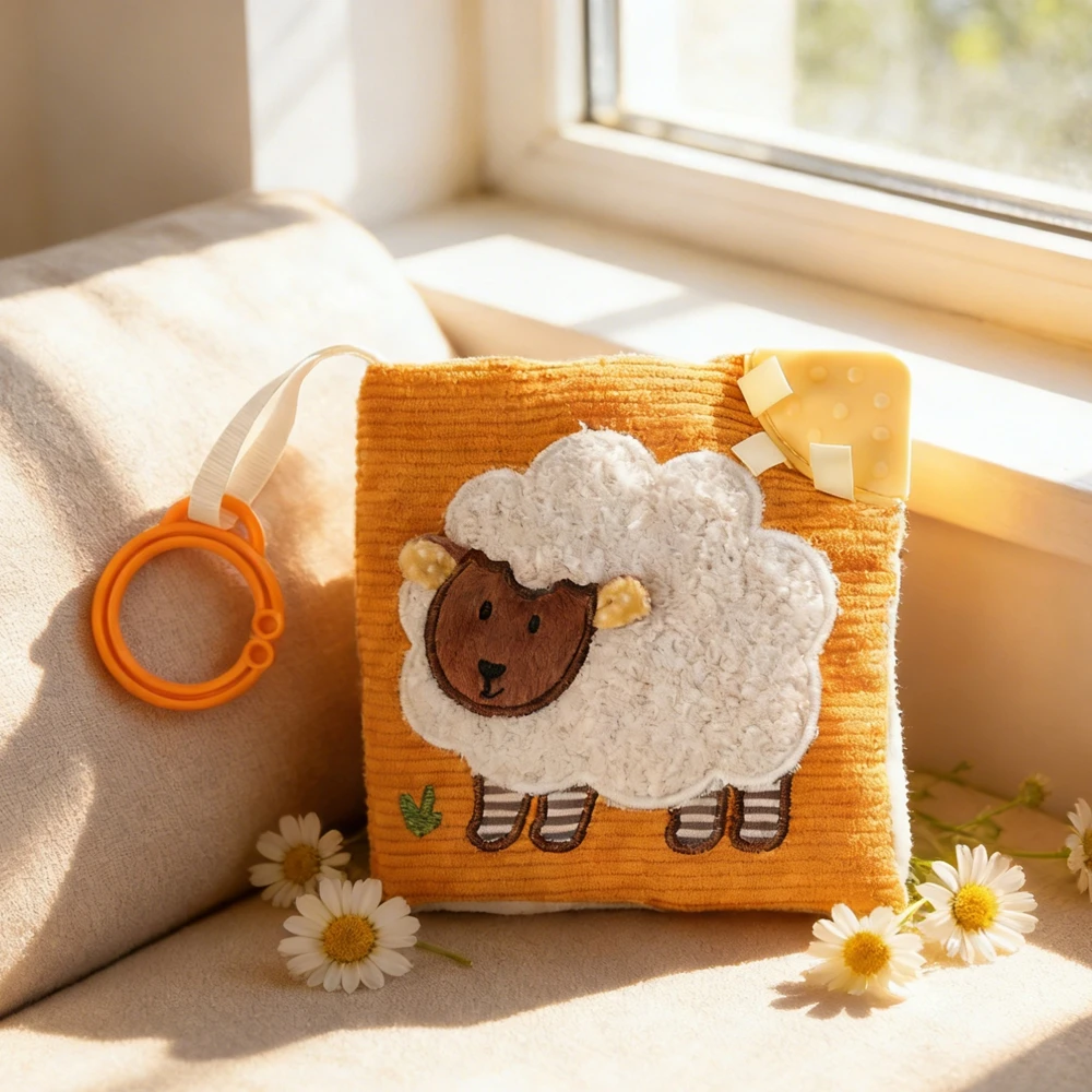 3D Plush Baby Cloth Book With Teether Ring Montessori Sensory Crinkle Book For Newborns 0 36 Months Washable Baby Sensory Toys - Image 17
