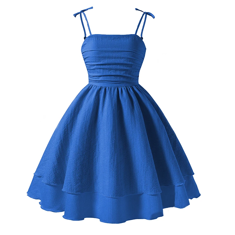 Summer New Kids Clothing Solid Color Sling Princess Dress For Girls 8-12 Years Sweet Style Vacation Set Birthing Party Clothing - Image 7