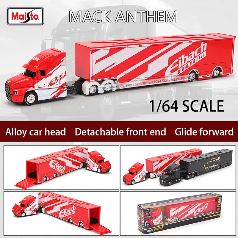Maisto 1:64 1993 454 INTERNATIONAL LONESTAR Transport Casting Manufacturing Trailer Model Simulation Model Alloy Car Collection - Image 11