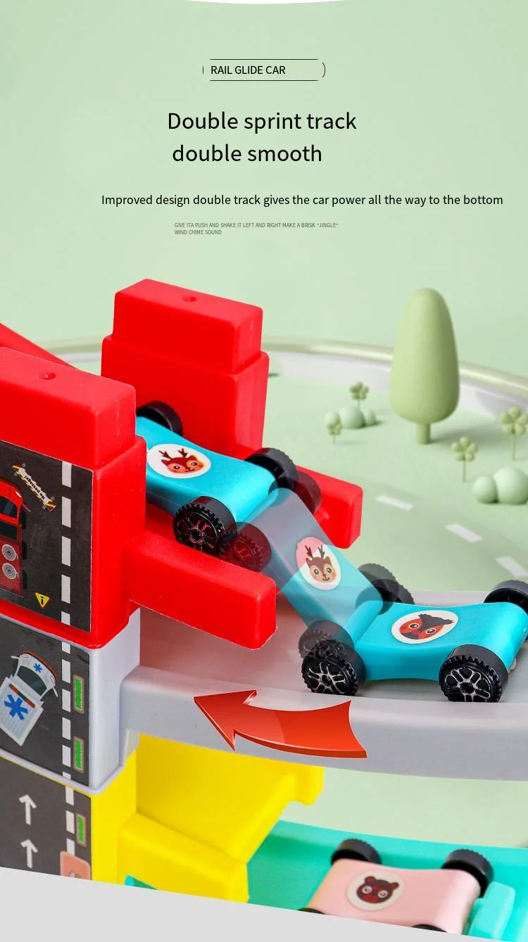 Children's Gliding Track Car Mini Car Inertia Toy Multi Layer Cartoon Puzzle Slide Car Roller Coaster Racing Toys Boy Girl Gifts - Image 16