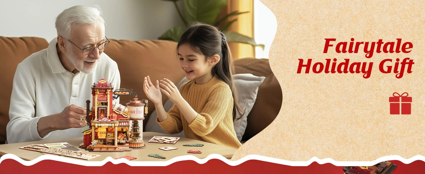 Robotime Rokr Wooden Music Box Christmas Dream Gift Factory 3D Wooden Puzzles Wooden Model Kits Build Best Gifts for Kids Adults - Image 12