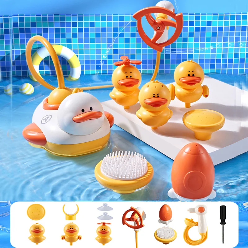2 Styles Cute Water Bath Duck Shower Electric Spray Bathroom Kids Baby Toy Bathtub New Game Faucet Swimming for Girl Gift - Image 7
