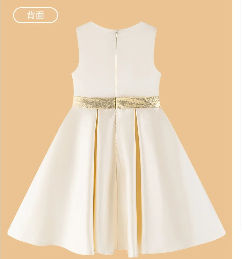 Girl Luxury Beige Dress Children Parties Stage Performances Party Wedding Celebration Costume Size 110-170 - Image 2