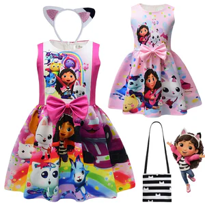 Kids Clothes Gabby's Dollhouse Girls Princess Dress Gabby Cat Children Bow Birthday Gift Halloween Costume For Little girl