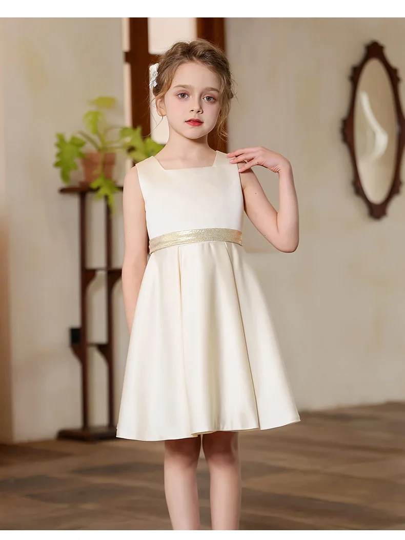 Girl Luxury Beige Dress Children Parties Stage Performances Party Wedding Celebration Costume Size 110-170 - Image 4