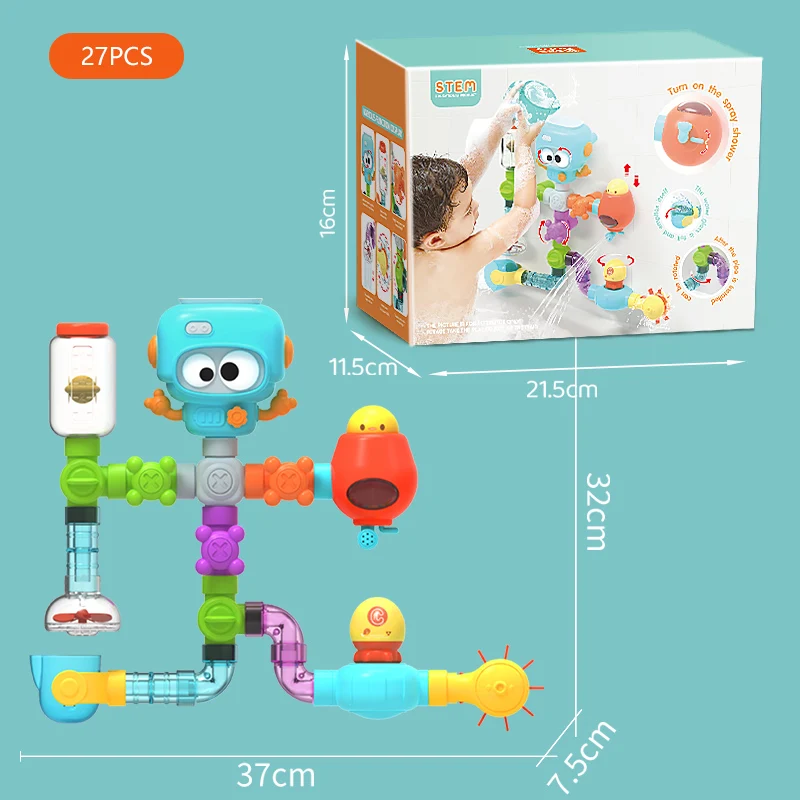 Baby Bath Toys with Strong Suction Cups Tubes Spinner Squirt Water Game Set Toddlers Kids Shower Pool for 3 Years Children Gifts - Image 14