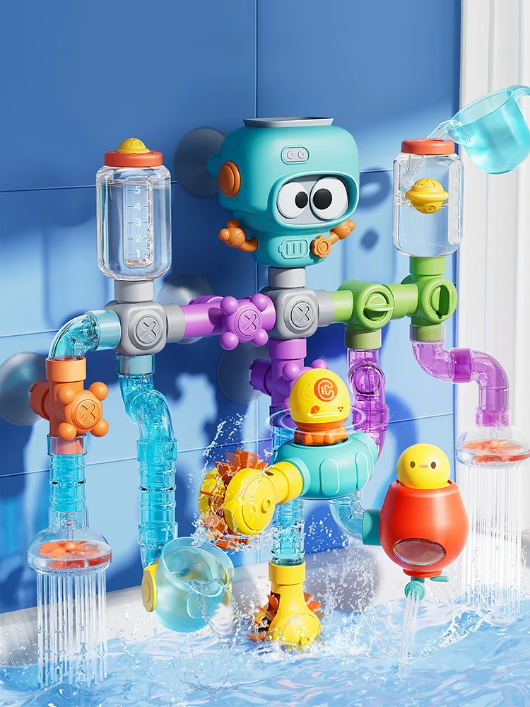 Baby Bath Toys with Strong Suction Cups Tubes Spinner Squirt Water Game Set Toddlers Kids Shower Pool for 3 Years Children Gifts - Image 11