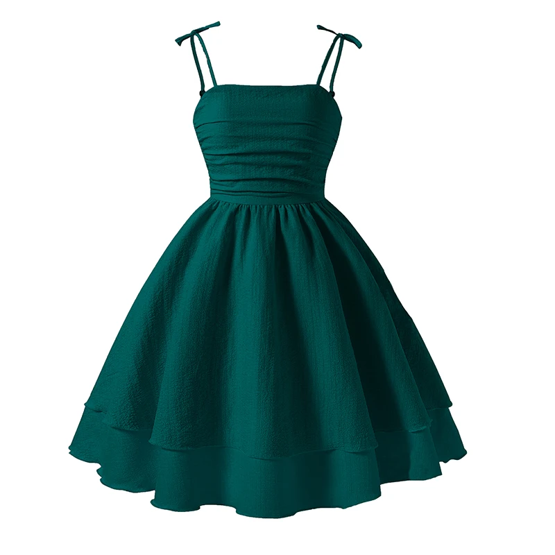 Summer New Kids Clothing Solid Color Sling Princess Dress For Girls 8-12 Years Sweet Style Vacation Set Birthing Party Clothing - Image 9