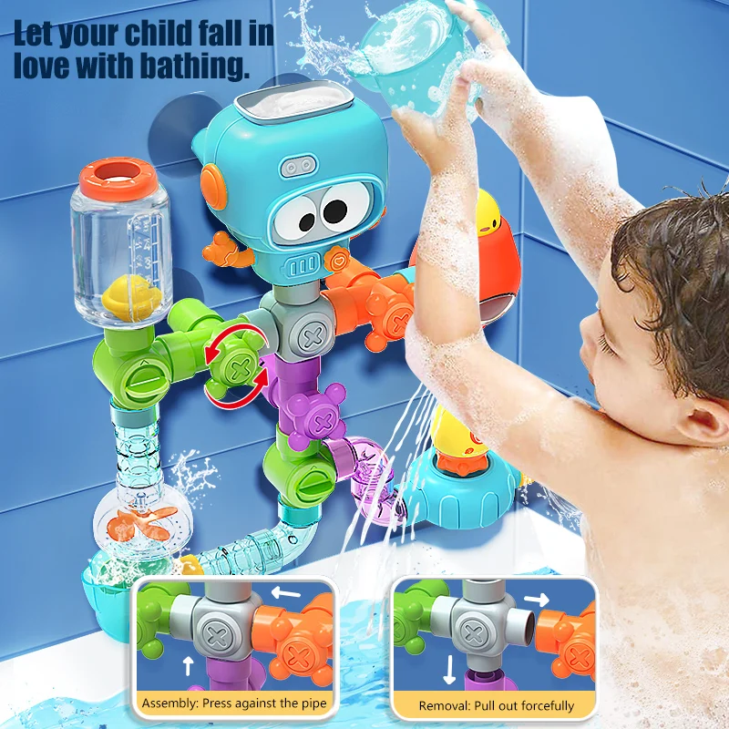 Baby Bath Toys with Strong Suction Cups Tubes Spinner Squirt Water Game Set Toddlers Kids Shower Pool for 3 Years Children Gifts - Image 13