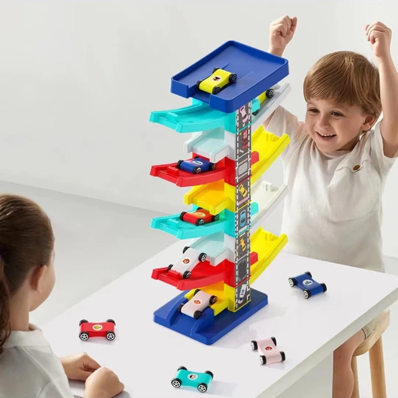 Children's Gliding Track Car Mini Car Inertia Toy Multi Layer Cartoon Puzzle Slide Car Roller Coaster Racing Toys Boy Girl Gifts - Image 5