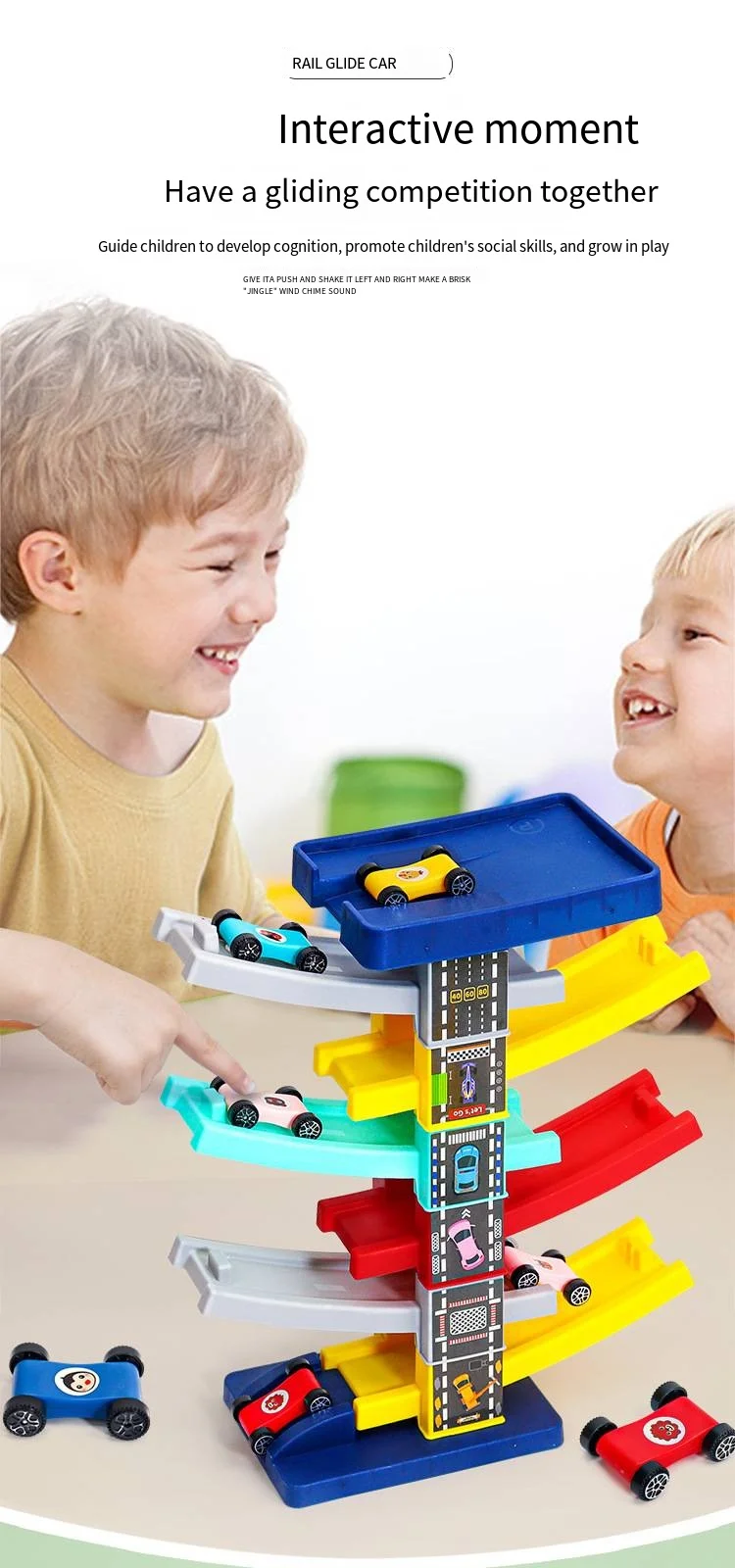 Children's Gliding Track Car Mini Car Inertia Toy Multi Layer Cartoon Puzzle Slide Car Roller Coaster Racing Toys Boy Girl Gifts - Image 15