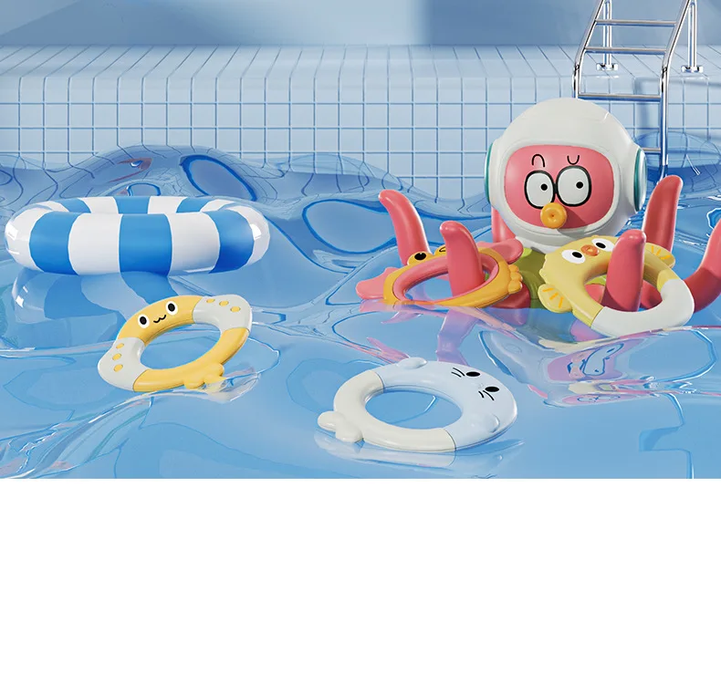 Octopus ring water play toy, baby bath floating throw ring octopus water play toy, bathroom concentration and intelligence toy - Image 27