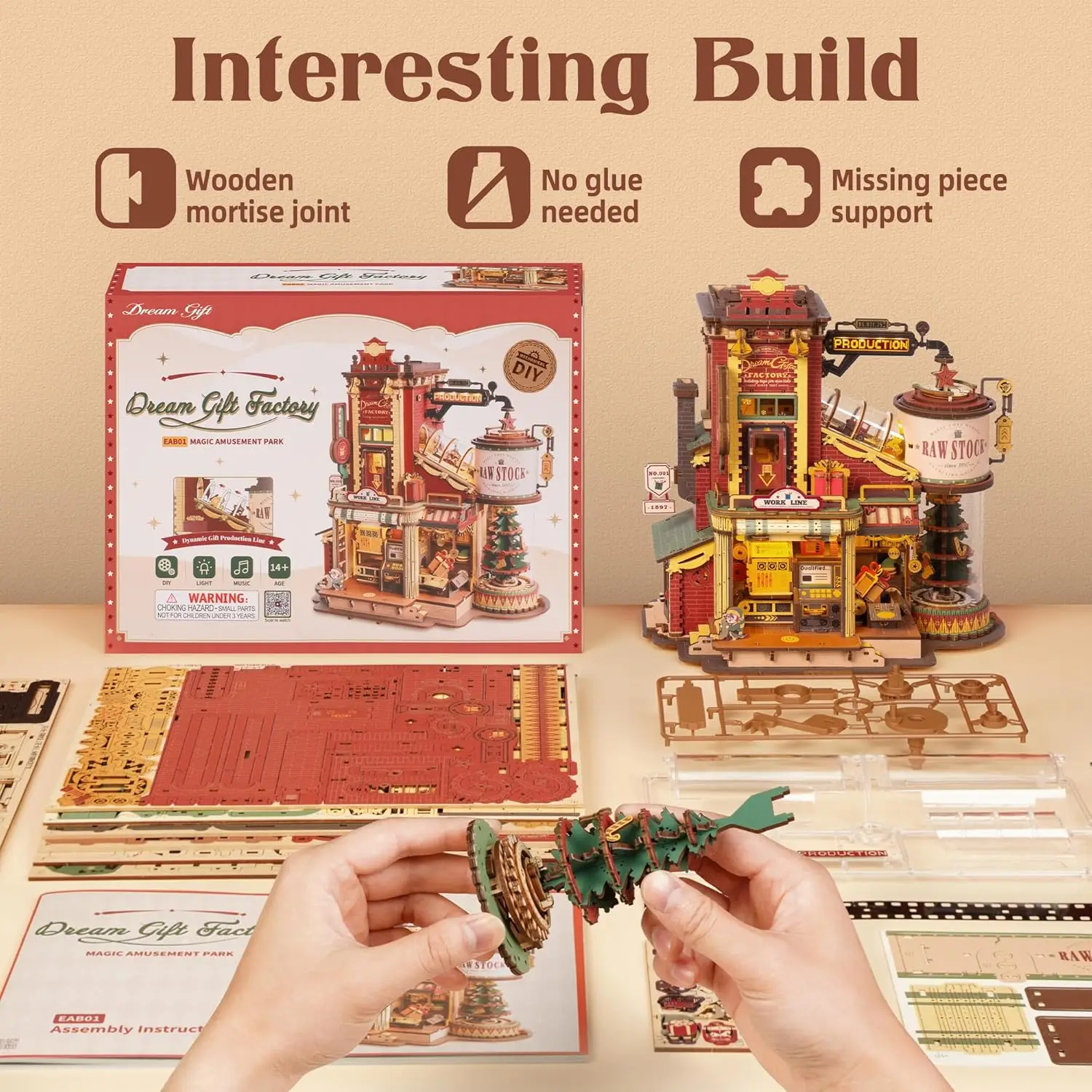 Robotime Rokr Wooden Music Box Christmas Dream Gift Factory 3D Wooden Puzzles Wooden Model Kits Build Best Gifts for Kids Adults - Image 2