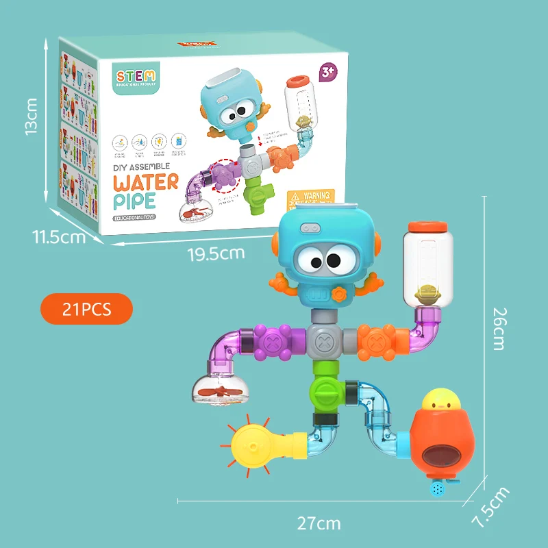 Baby Bath Toys with Strong Suction Cups Tubes Spinner Squirt Water Game Set Toddlers Kids Shower Pool for 3 Years Children Gifts - Image 6