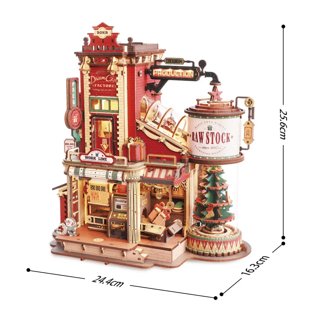 Robotime Rokr Wooden Music Box Christmas Dream Gift Factory 3D Wooden Puzzles Wooden Model Kits Build Best Gifts for Kids Adults - Image 7
