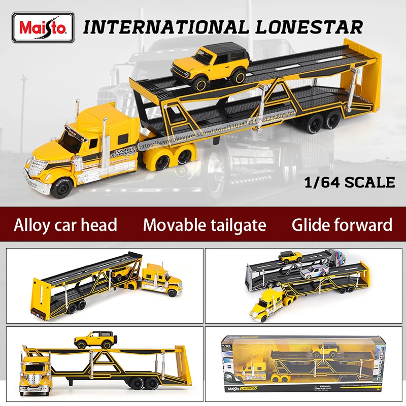 Maisto 1:64 1993 454 INTERNATIONAL LONESTAR Transport Casting Manufacturing Trailer Model Simulation Model Alloy Car Collection - Image 2