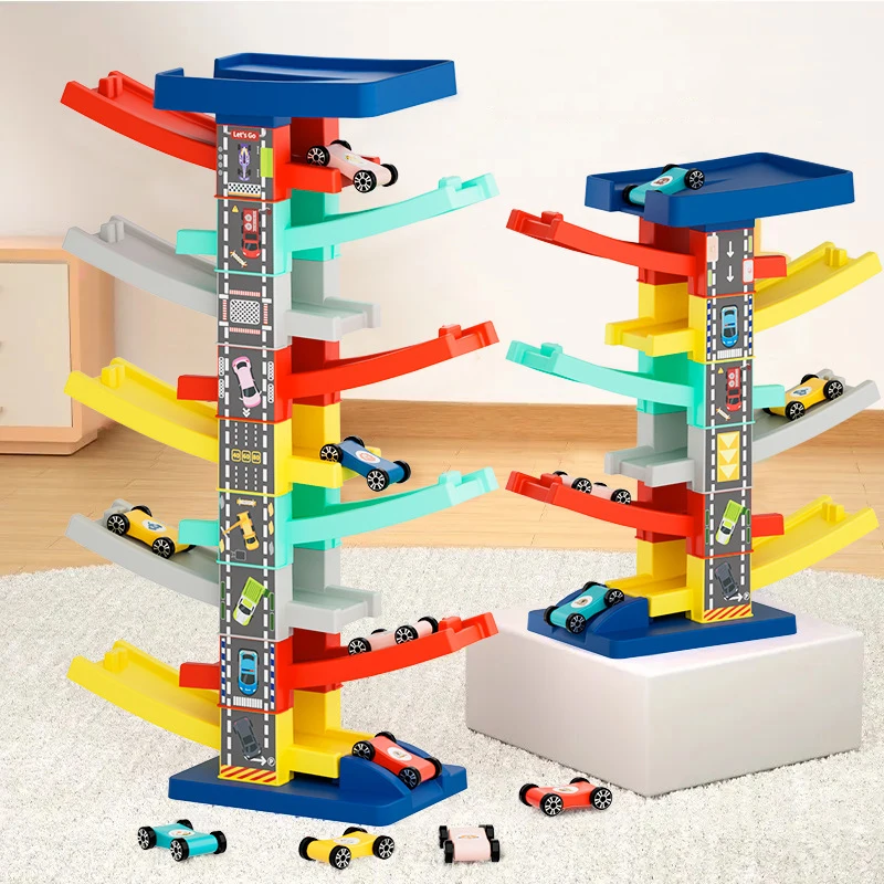 Children's Gliding Track Car Mini Car Inertia Toy Multi Layer Cartoon Puzzle Slide Car Roller Coaster Racing Toys Boy Girl Gifts - Image 2